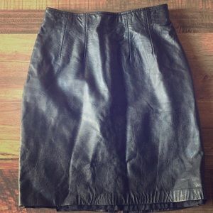 Vintage Cedars Black Leather Pencil Skirt Size 6